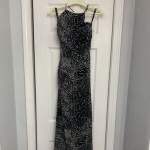 Alfred Angelo formal dress black with grey animal print corset back